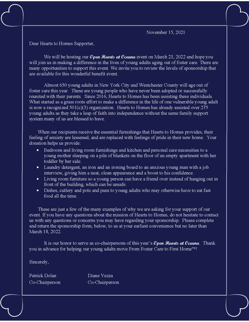 Oceana event sponsor letter