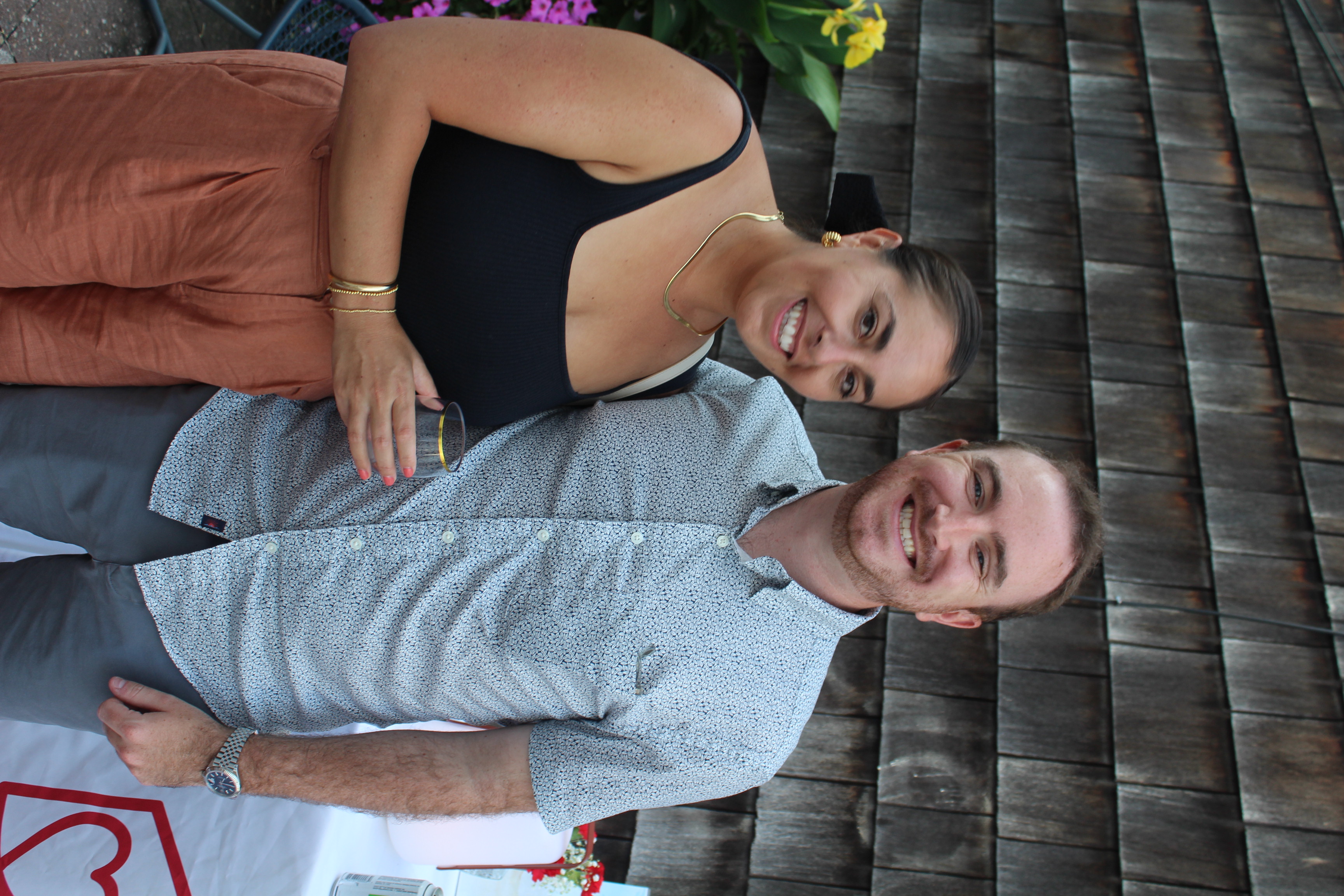 2 friends smiling at camera