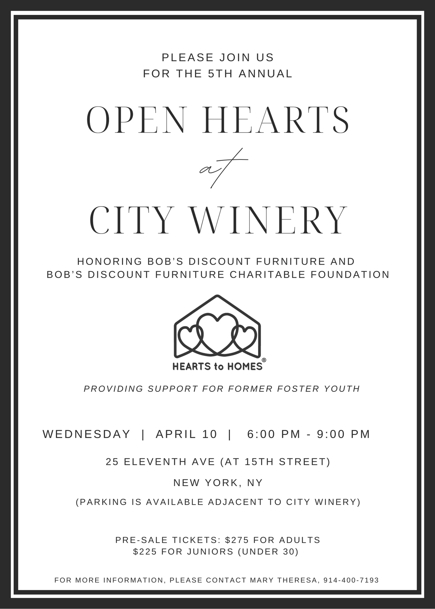 Open Hearts at City Winery SaveTheDate