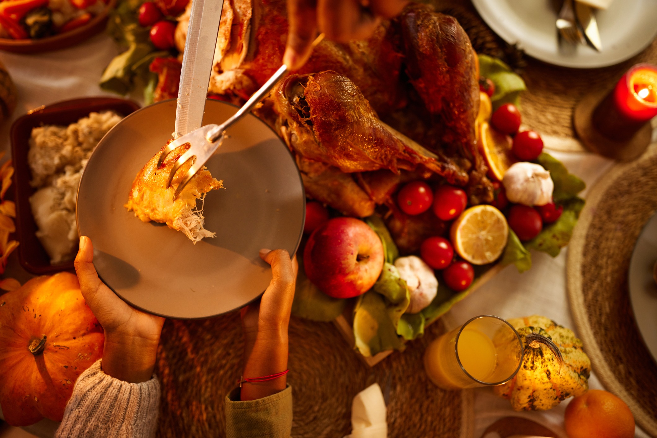 Serving turkey on a plate